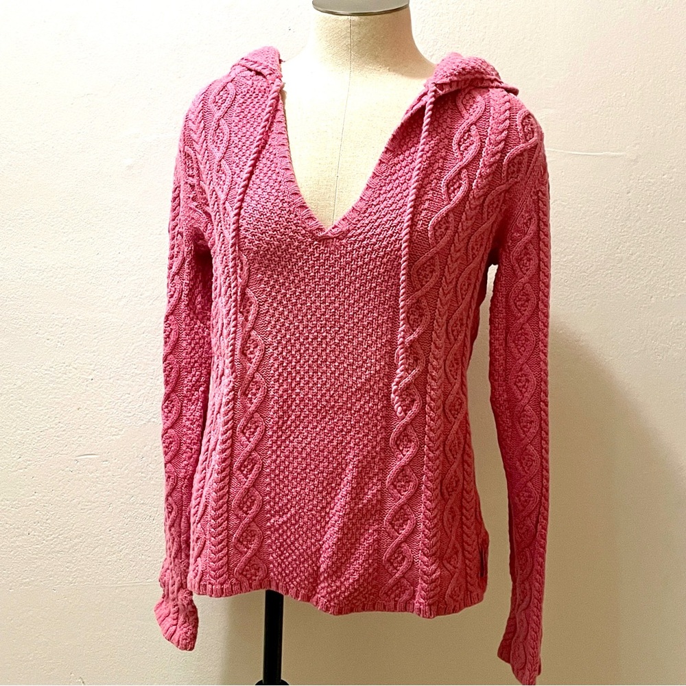 Vintage Polo Ralph Lauren Pink Cable Knit Hooded Sweater - Size Small - EUC 🌟 - Picture 4 of 15